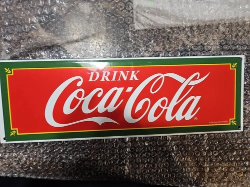 Vintage  Coca Cola Porcelain Enamel Beverage Gas Station Sign