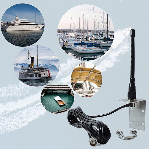 VHF Marine Antenna Low-Profile 156-163Mhz Antennas W/16.4Ft(5M) RG58 Low Loss Pr - Zdjęcie 8 z 8