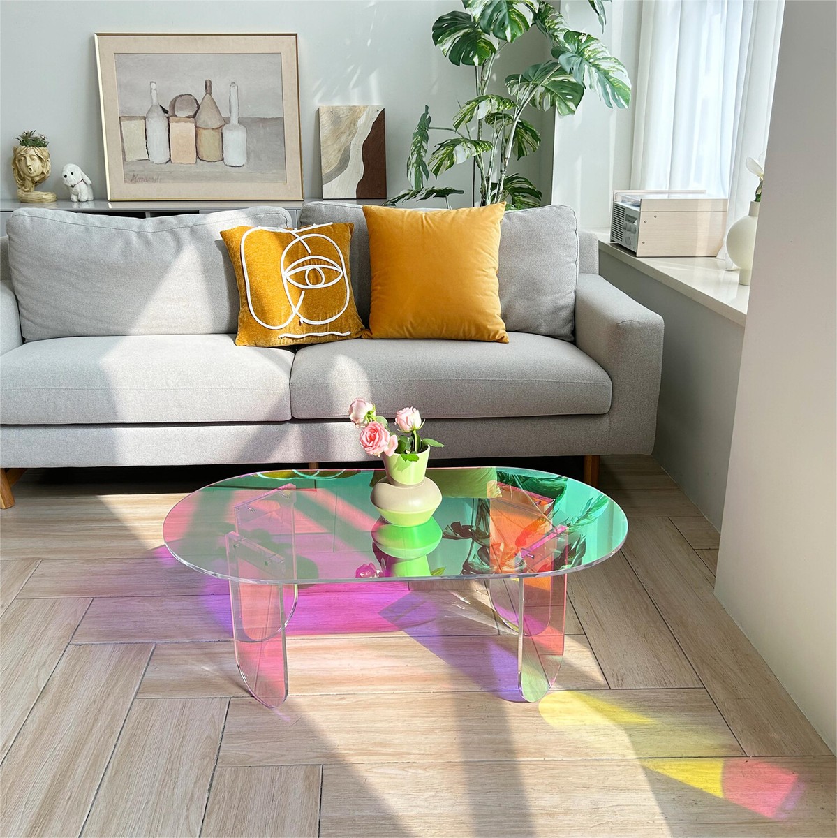Pioneering Iridescent Acrylic End Table Living Room Office Center