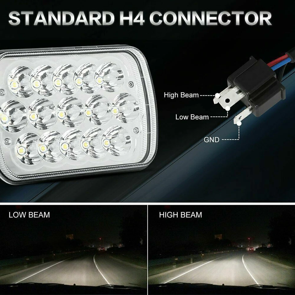 300W DOT 5x7" 7x6" LED Headlight Hi/Lo Beam For Dodge D150 D250 D350 W150 Pickup - Image 4 of 4