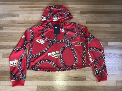 red nike crop top hoodie