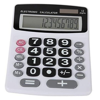 Lily' Home Jumbo 12 Digit with Solar Power, Large LCD Display - Desktop White