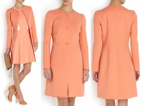 New Sold Out TARA JARMON Cotton Twill Peach Coat Jacket 42 - Picture 7 of 11