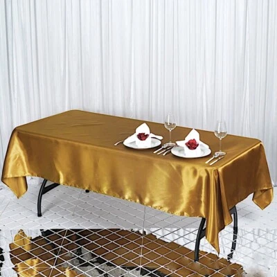 CRAFTSNFAVORS Gold 60x102" RECTANGLE Satin TABLECLOTH Wedding Party Home Banquet Linens SALE