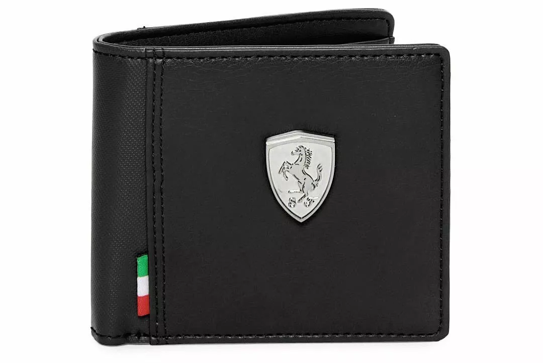 BRAND NEW AUTHENTIC PUMA FERRARI BLACK BI-FOLD LEATHER MEN'S