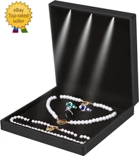 Large Velvet Jewelry Set Gift Box, Necklace Box with LED Light, Elegant Velvet G
