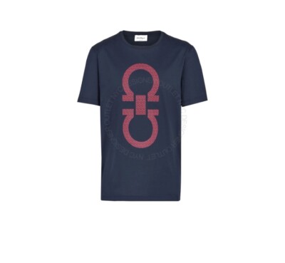 New Authentic Ferragamo Men Gancini Front Logo Men Tshirt