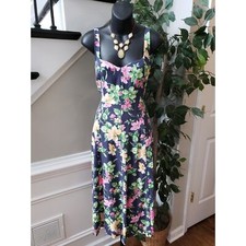 Old Navy Long Maxi Dress Women's Size M Blue Floral Sweetheart Neck Sleeveless