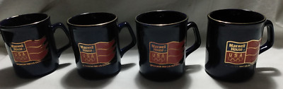 4 Mugs Vintage Calgary 1988 Winter Olympics Maxwell House USA Team Navy Gold Red