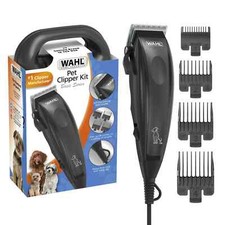 Wahl Basic Series Touch up Corded Pet Clipper, 10 Piece Dog Grooming Kit Black -