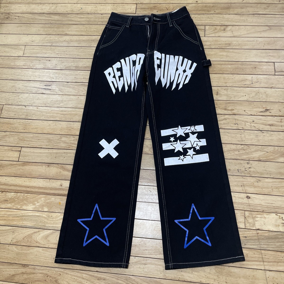 Black Graphic Carpenter Jeans Womens XS Utility Street Denim