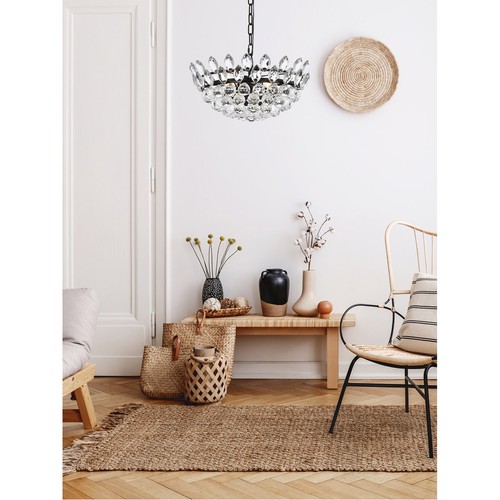 Crystal Pendant Chandelier Black Hanging Lighting Ceiling Fixture 5 Light 18 in - Picture 2 of 9