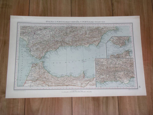 1929 MAP OF SOUTHERN SPAIN ANDALUSIA SPANISH MOROCCO AFRICA TANGIER GIBRALTAR