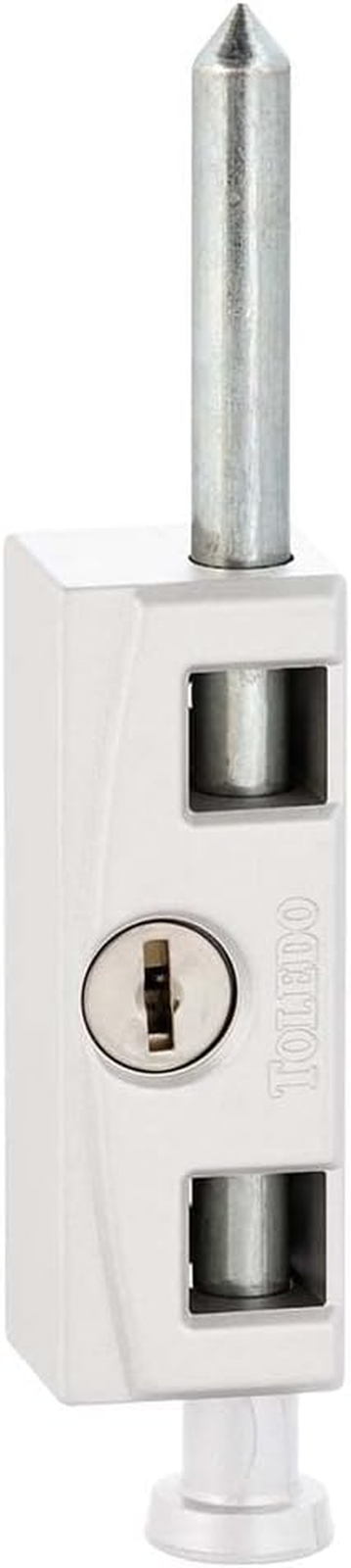 White Security Hardened Keyed Bolt Sliding Patio Door Lock