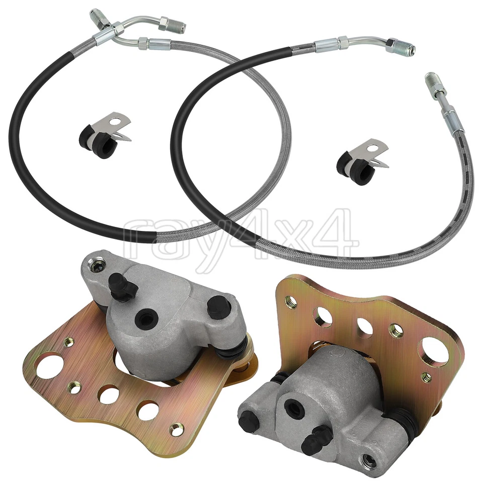 Pinzas de freno delanteras pastillas con mangueras para Polaris 2000 diésel 455 Xpedition 425 Foto 3 de 4