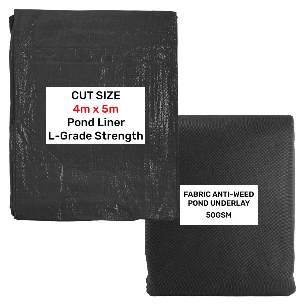 Pond Liner + UNDERLAY BUNDLE! 4m x 5m Heavy Duty 200gsm Flexible Fish Liner UK