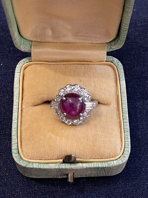Antique Platinum Star Ruby Diamond Ring