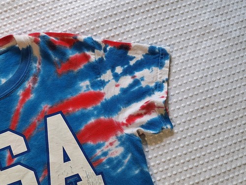 USA patriotisches Batik rot weiß & blau Baumwolle T-Shirt Kinder Größe L 4. Juli - Bild 5 von 10