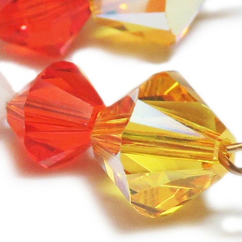 Pendientes de cuentas de cristal Swarovsky de maíz caramelo rellenos de oro de SoniaMcD - Imagen 8 de 9