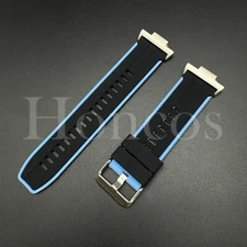 Silicone Rubber Watch Strap Band Fits for Tissot PRX Quick release Adapter BK/BL