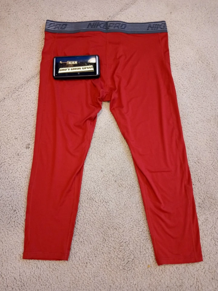2017 Nike Pro 3/4 Compression Pants Maroon Dark Red Sz 3XL XXXL AT3201 698 $55 - Image 4 of 4