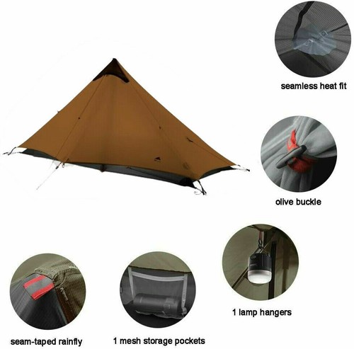 3F UL GEAR LanShan Waterproof 1/2 Pers. Ultralight Camping Tent Backpack Outdoor - Foto 39 di 39