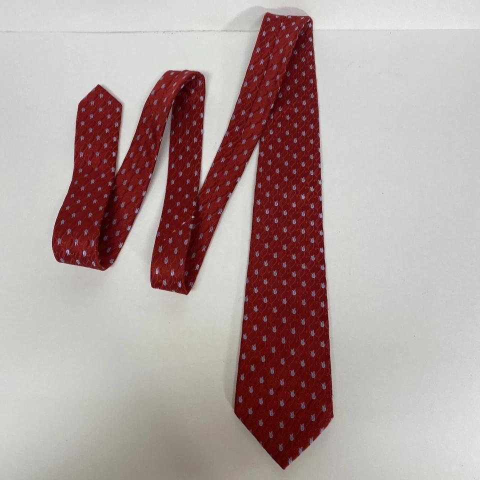Valentino Tie RED Silk Men’s Geometric FLORAL Necktie Made In Italy.  G2 - Image 2 of 4