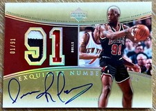 DENNIS RODMAN 04-05 Upper Deck Exquisite NUMBER PIECES PATCH AUTO #01/91 FIRST #