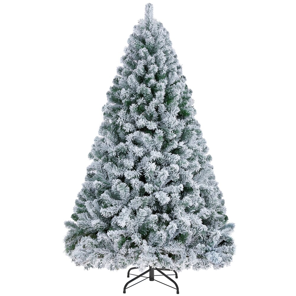 5FT Flocked Artificial Christmas Tree with Foldable Stand Hinged Flocked Fir