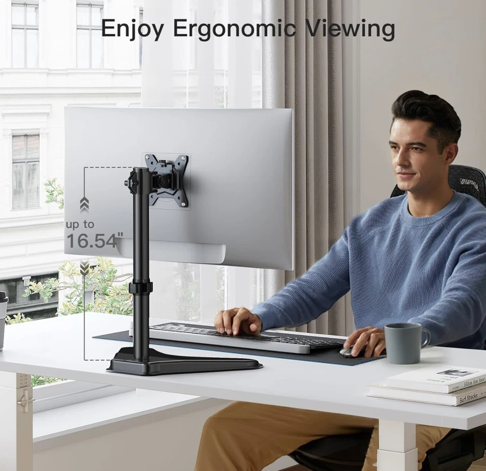 Huanuo Single Monitor Stand for 13 to 32"Computer, Height Adjustable Black - Image 3 of 4