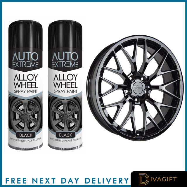 2 X Professional Alloy Wheel Spray Paint Scratch Resistant Black 300ml