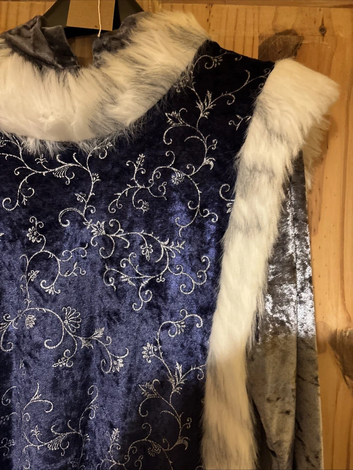 Blue And Silver Ladies Medieval Posh Dress For Fancy Dress One Size A1 - Image 2 of 4