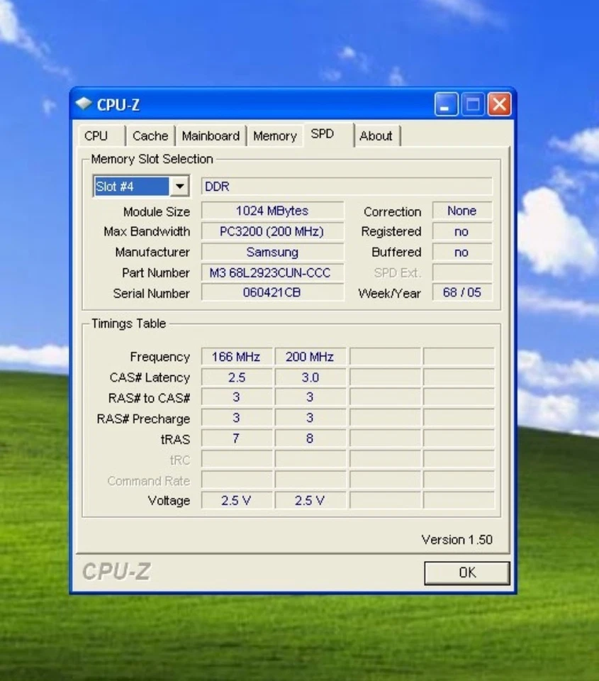 2GB 2x1GB PC-3200 SAMSUNG M368L2923CUN-CCC DDR-400 DESKTOP MEMORY KIT DDR1 CN - Image 2 of 3