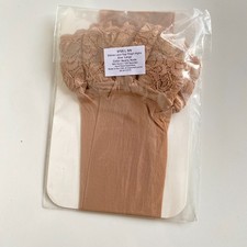 Silkies Lace Top Thigh Highs Stockings Size L Nearly Nude Color USA made