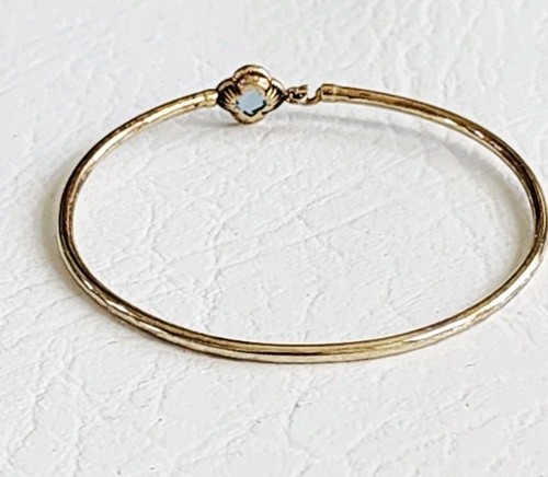 Dyadema Sterling Silver Italy Bangle Bracelet Rose Gold Blue Glass Clover 6" - Picture 3 of 7