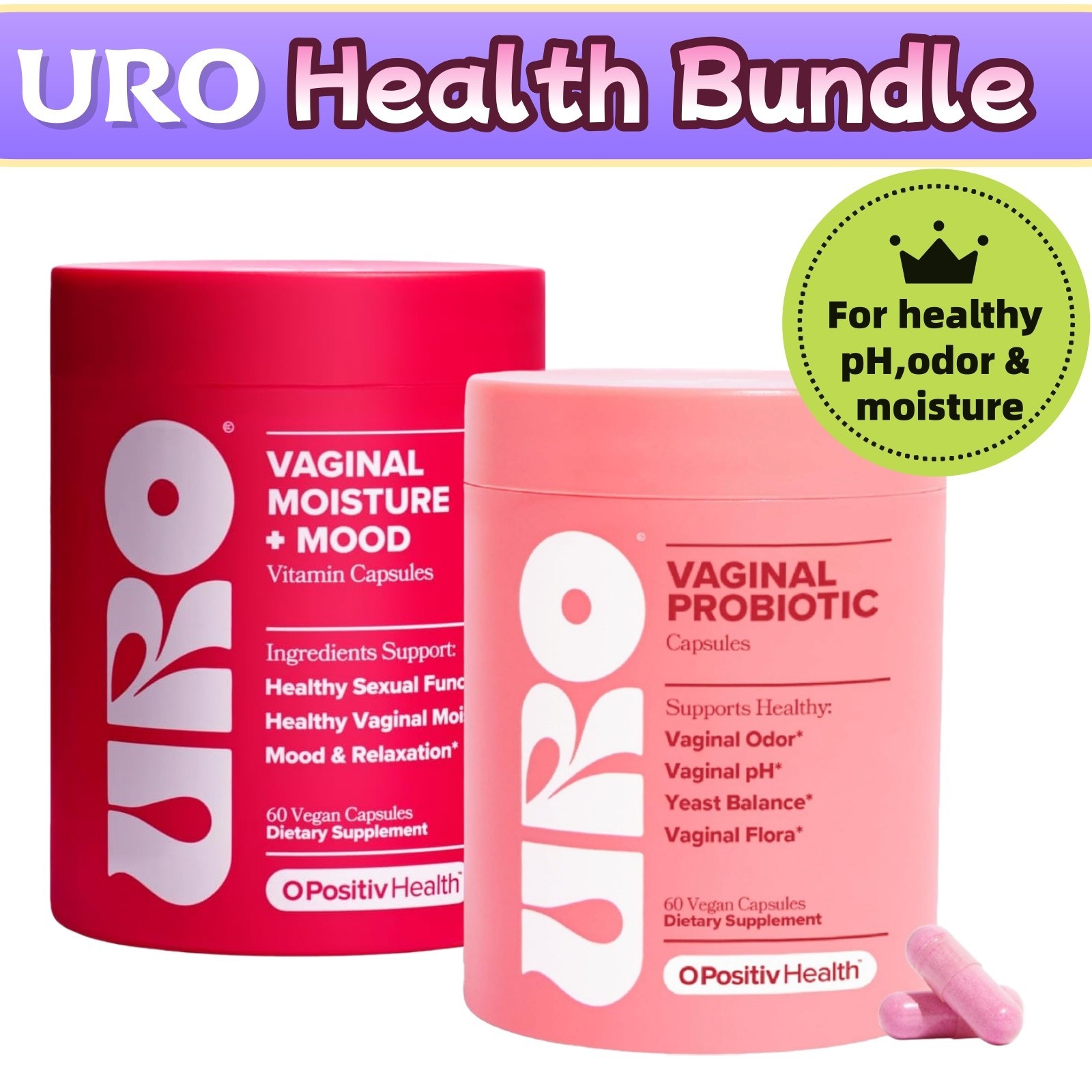 URO Health Bundle: Vaginal Moisture & Mood 60ct + Vaginal Probiotics 60ct