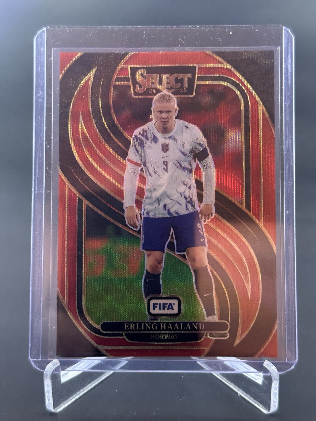 2024-25 Panini Select FIFA Soccer Erling Haaland Mezzanine Red Wave Prizm 55/59