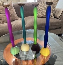 SIGNED RESIN CANDLESTICKS (4) BY FRENCH DESIGNERS MIDEONE & MIDGEON