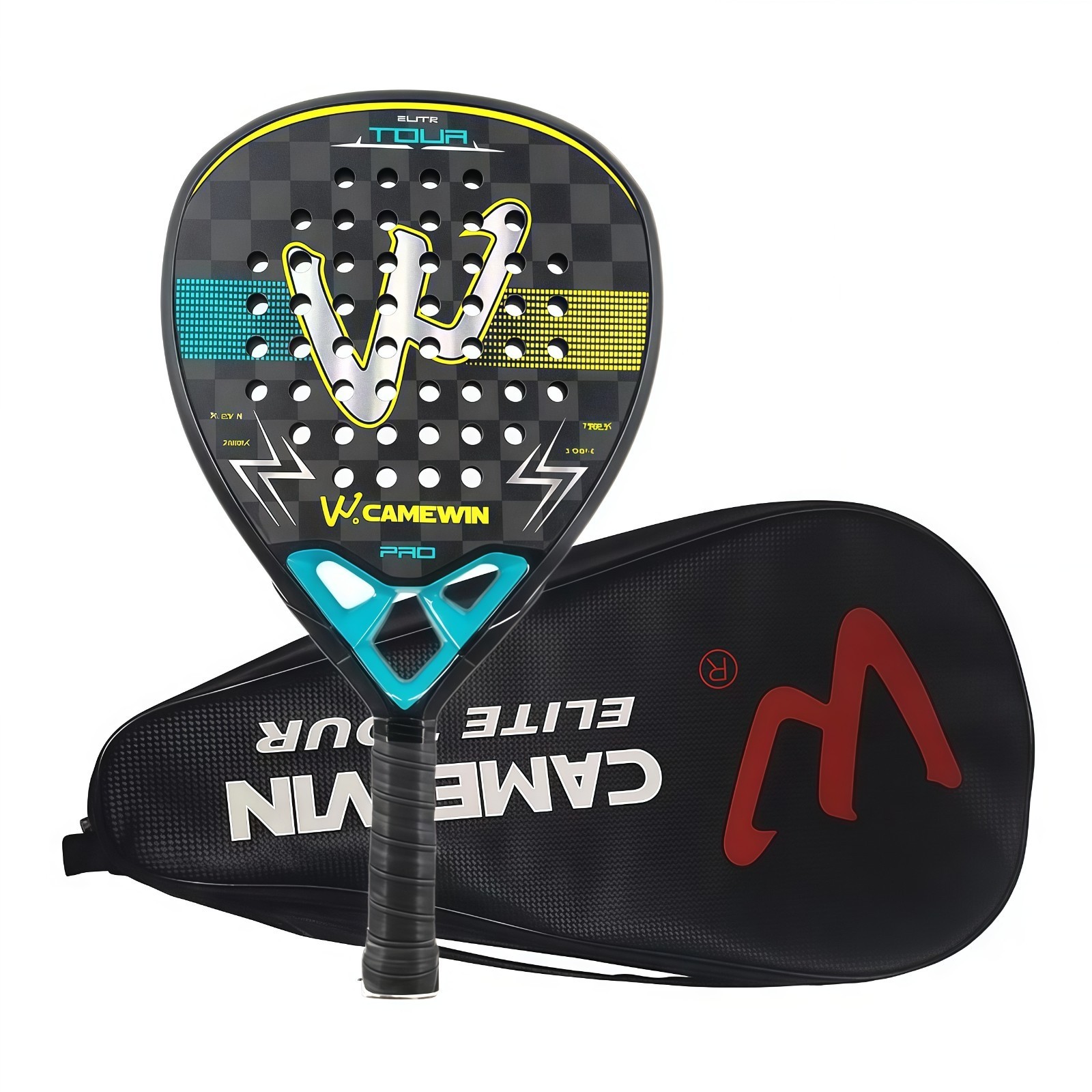 CAMEWIN Elite Tour Padel Racket - PRO 18K Carbon Fibre Racket With Case - Blue