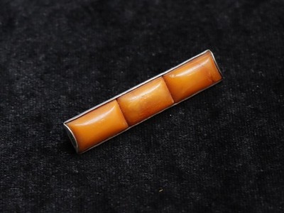 Bernstein Anstecknadel Brosche Georg Kramer 835 Silber