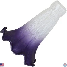 Bieye LS102S Lily Flower Blown Glass Lampshade - Elegant White Indigo, I.D. 0.87