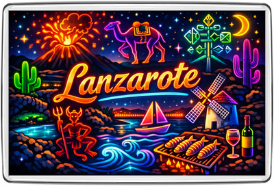 Lanzarote Vulkan Kamel Windmühle Neon Insel Kühlschrankmagnet Reise Souvenir Geschenk