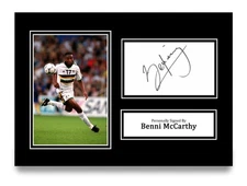 Benni McCarthy Hand Signed A4 Photo Autograph South Africa Signature Display COA