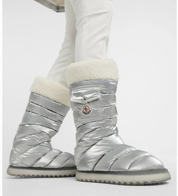 Moncler Gaya Pocket Snow Boots Silver Size 38 $955