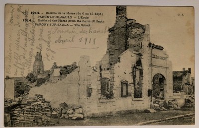 Old postcard WW1 51 Pargny sur Saulx, ruins of the school after Battle of the Marne 1914