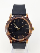 Women's Minimalist Watch 41MM Black Dial Black Plastic Bands NEW Battery