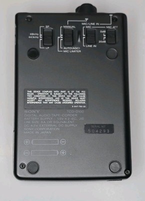 SONY TCD-D100 Professional DAT Walkman Digital Audio Tape