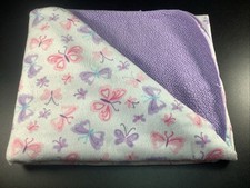 Small Wonders Toddler/ Baby Blanket Butterfly Purple Sherpa Back Pink White Soft