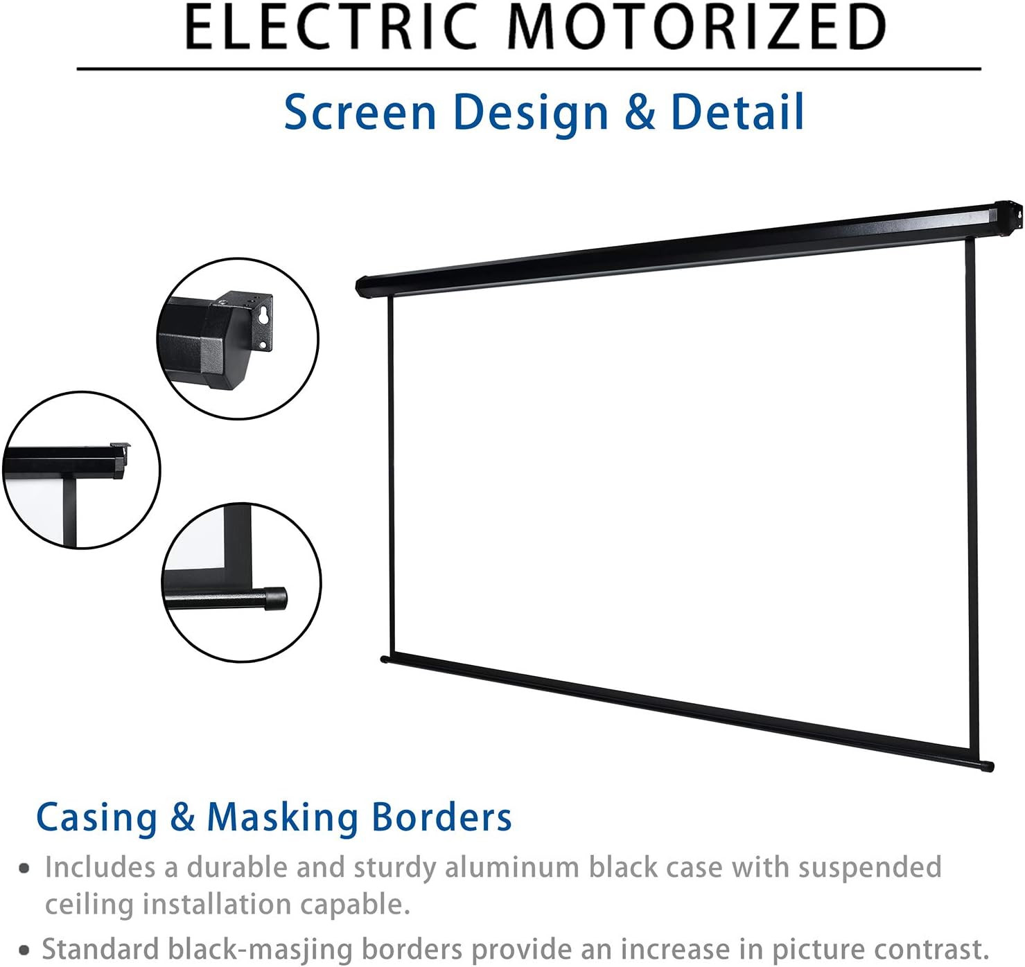 110" Motorized Projector Screen Electric Diagonal Automatic Projection HD Movies