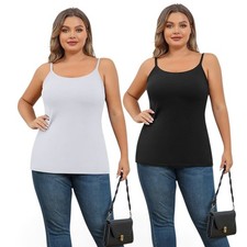 2 Pack attracosports cotton strappy cami vest top Camisole Tops Small 